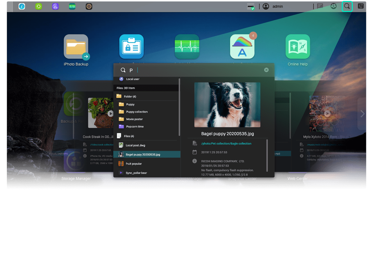 ASUSTORIncFr's tweet image. Vous recherchez quelque chose sur votre NAS? Commencez à taper les premières lettres et les résultats apparaissent comme par magie par catégorie avec ASUSTOR Searchlight