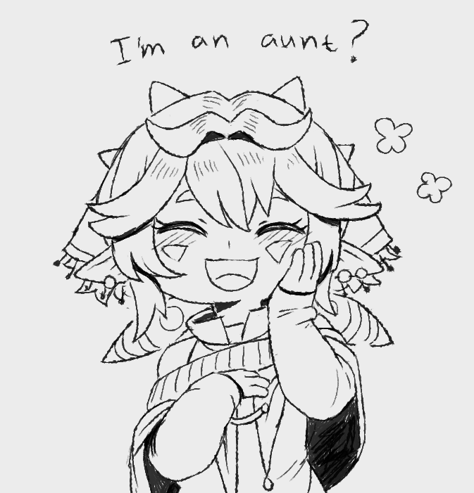 Aw, somebody replied that I give off an aunt vibe but deleted it before I can reply with this drawing.