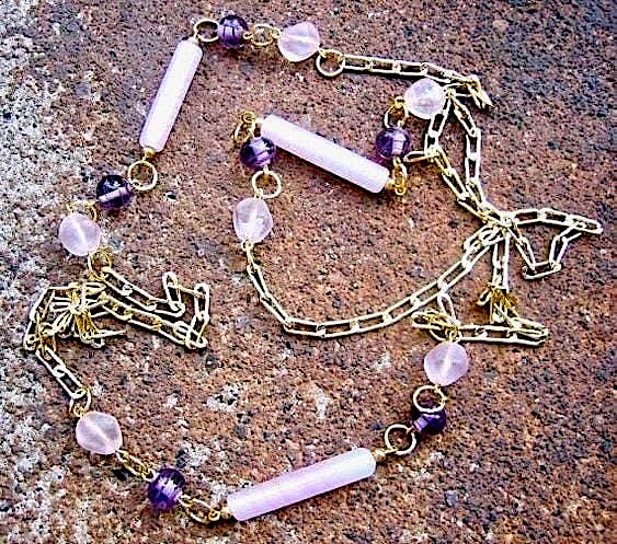 threepeats's tweet photo. Aria #necklace $26.00  https://t.co/9aZeYkBm37 #handmade using #recycled #vintage oval-link goldtone metal chain with pale pink &amp; purple glass beads in various shapes &amp; sizes #EcoFriendly #unique #urban #chic #giftideas #etsyfinds https://t.co/mbjFUNUaqS