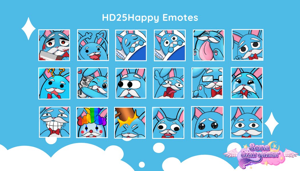 Some emotes I've done for @/0HD25Happy 
Thank you again for always supporting me~