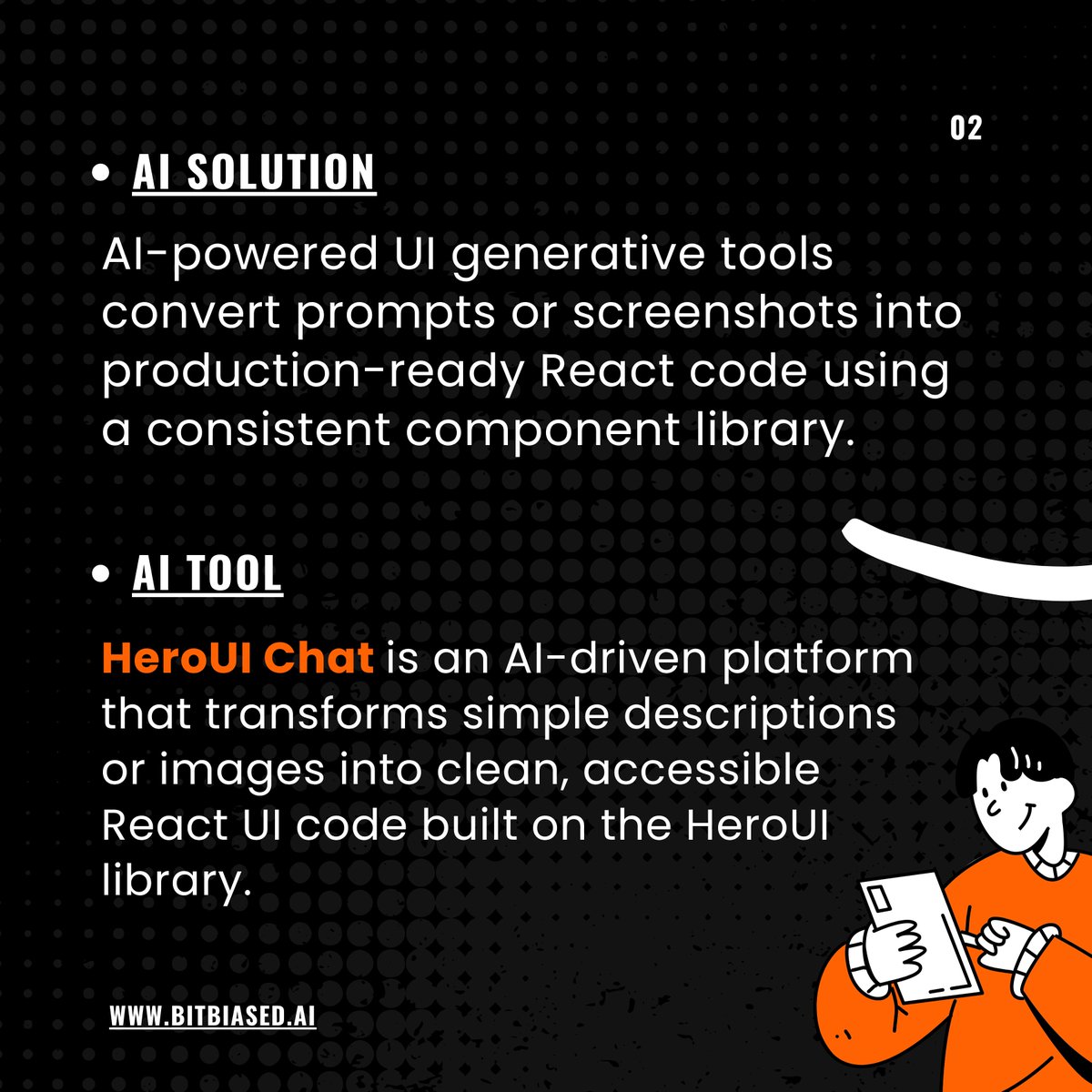 BitBiasedAI's tweet image. ⚡ Turn ideas and screenshots into production-ready React UI in seconds.

With HeroUI Chat, designers and developers can generate clean, responsive interfaces using natural prompts, powered by the open-source HeroUI component library.

#HeroUIChat #UIDesign #AIForDevelopers…