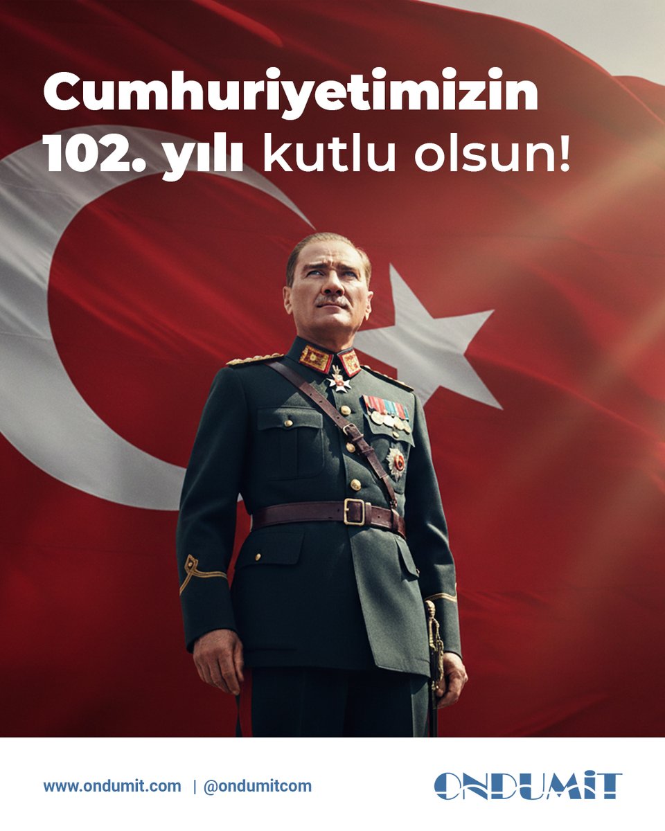 ondumitcom's tweet photo. Cumhuriyetimizin 102. yılı kutlu olsun! 🇹🇷

#29Ekim #CumhuriyetBayramı #Ondumit https://t.co/JU7x1mWNEj