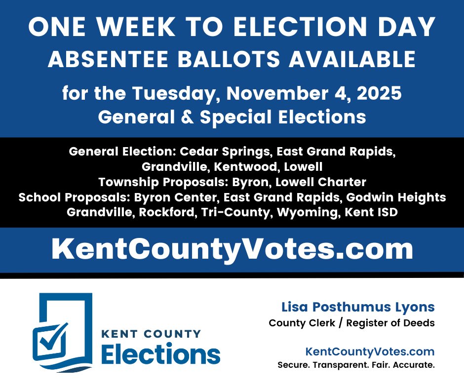 Find the information you need for the November 4th Election at KentCountyVotes.com.