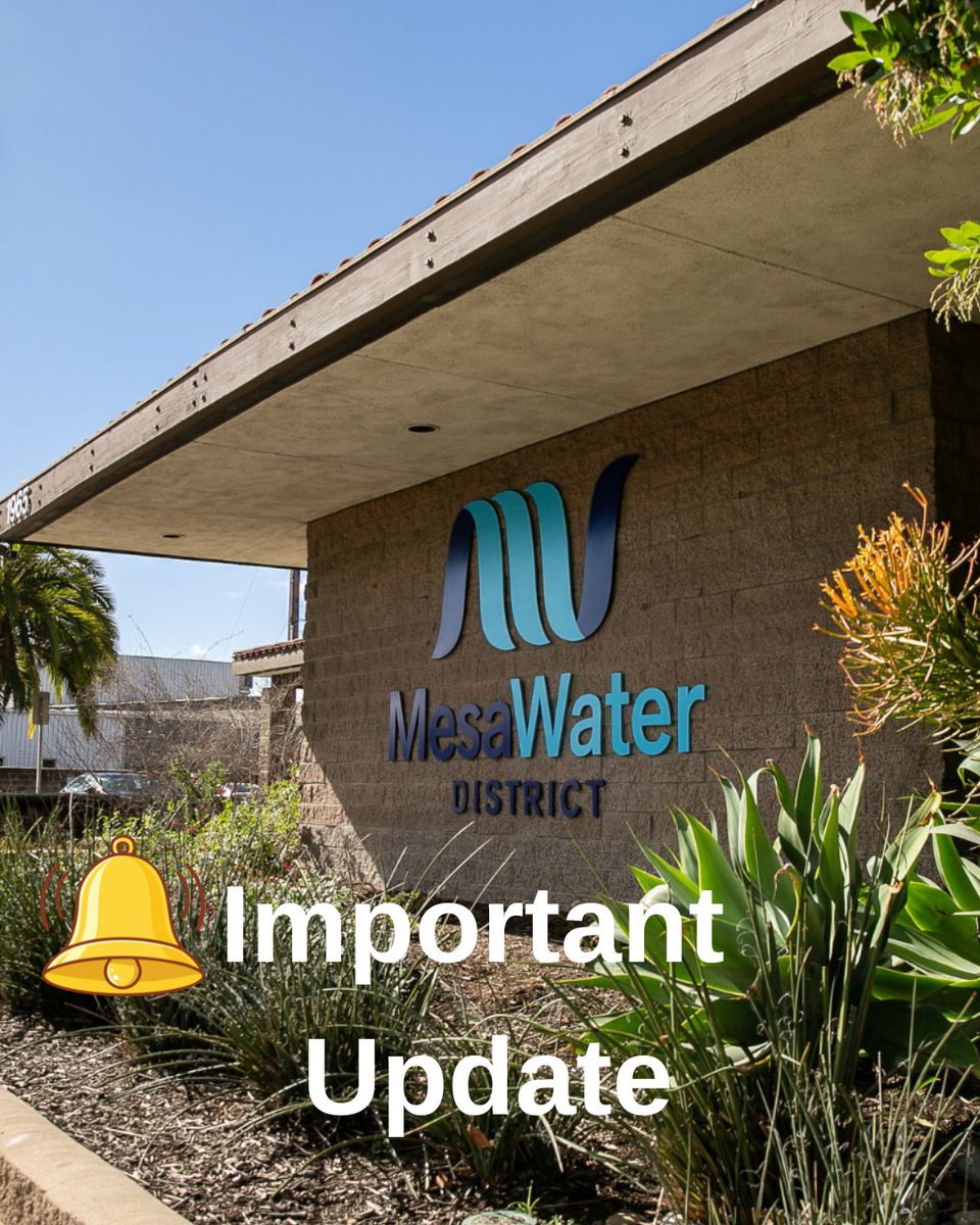 Mesa Water recently experienced a drop in water pressure resulting in a brief service interruption for our customers. 

We are pleased to let you know that water service has been restored. 

We sincerely apologize for any inconvenience and appreciate your patience.