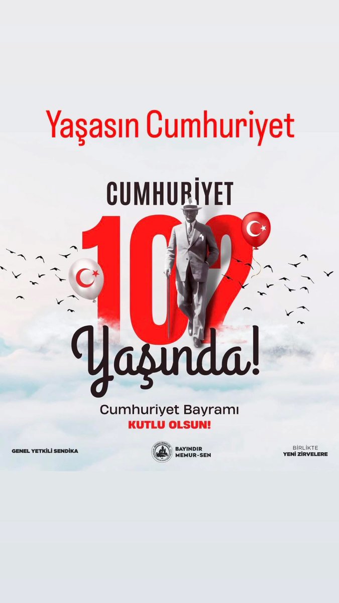 Cumhuriyetimizin 102. yılında, Gazi Mustafa Kemal Atatürk ve tüm istiklal kahramanlarımızı rahmet ve minnetle yad ediyorum. 
Birlik, huzur ve kardeşlik içinde güçlü bir Türkiye temennisiyle.

29Ekim Cumhuriyet Bayramımız kutlu olsun!🇹🇷
