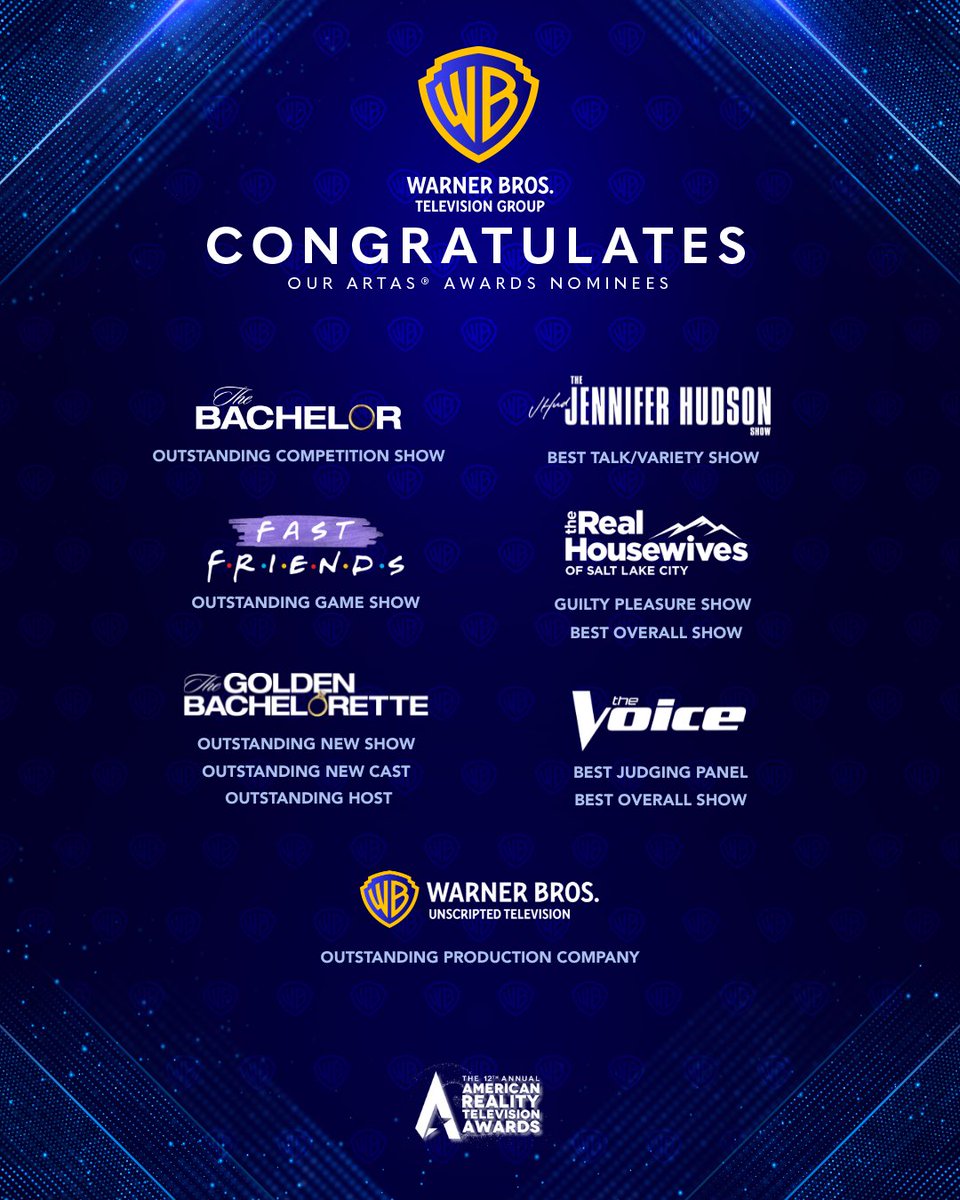 Congratulations to all of Warner Bros. Television Group’s #ArtasAwards nominees! 🏆