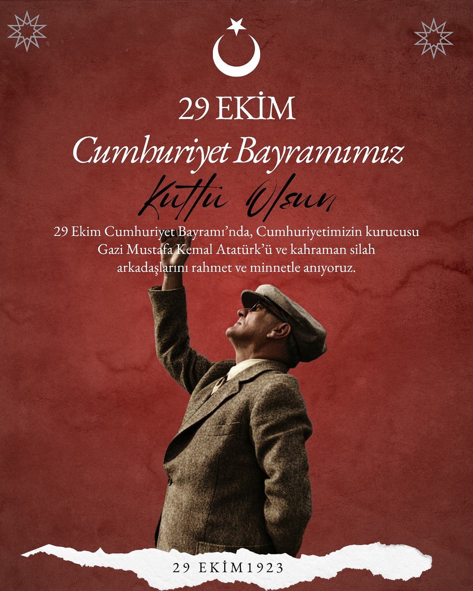 Cumhuriyet, özgür düşüncenin, bilimin ve ilerlemenin en güçlü teminatıdır.”Cumhuriyet, yüksek ahlaki değer ve niteliklere dayanan bir idaredir.” — Gazi Mustafa Kemal Atatürk
Bu eşsiz mirası korumak ve yüceltmek hepimizin sorumluluğudur.29 Ekim Cumhuriyet Bayramımız kutlu olsun 🇹🇷
