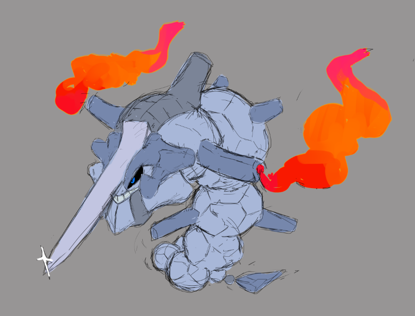 Serynaberry's tweet image. ReJohto Steelix Steel/Ground

Now hes a big meteor katana bullettrain that sharpens his sword through digging. Also can laubch itself 

#Pokemon 
#pokemonfanart 
#poke