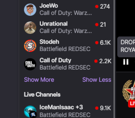 damn even COD streaming redsec, thats crazy