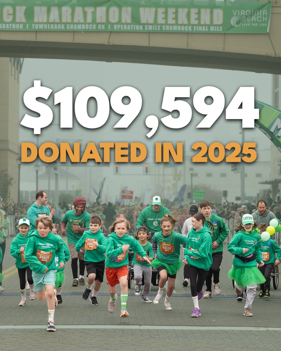 From the start line to the finish line — and beyond. 

Last year, the Yuengling Shamrock Marathon Weekend donated $109,594 across various charities - including Operation Smile, Bag’s Buddies, The Noblemen and Starting Strides (just to name a few)!