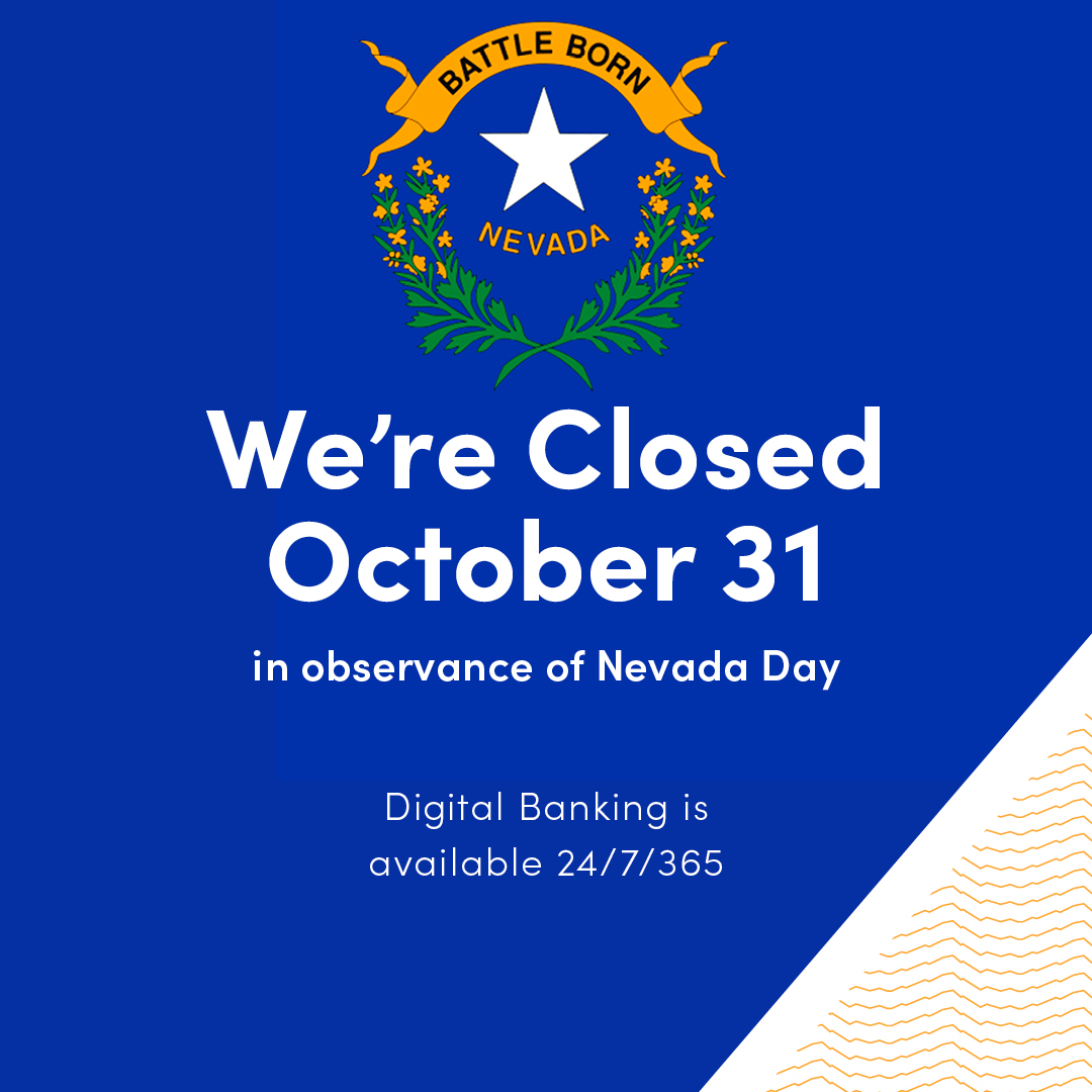 It's almost Nevada Day!🥳 Reminder: All branches will be closed Friday, October 31, as we commemorate Nevada’s statehood, which took place Oct. 31, 1864. Nevada Day is celebrated the last Friday of October, &amp; this year it coincides with Halloween!👻 #NevadaDay #OneNevada