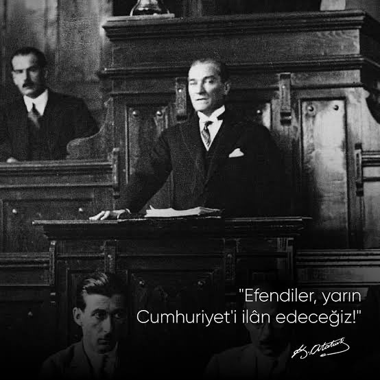 LEYLATRKASLAN1's tweet photo. 102 yıl önce bugün. 

"Efendiler, yarın Cumhuriyet'i ilan edeceğiz!"
#YaşasınCumhuriyet https://t.co/4bUHsvUotl