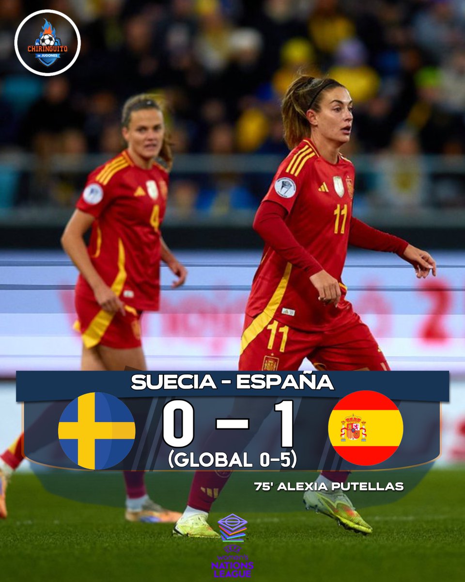 ⏰ ¡TERMINA EL PARTIDO! ESPAÑA está en la FINAL de la #UWNL.

🇸🇪 Suecia 0-1 España 🇪🇸 |  (Global: 0-5)