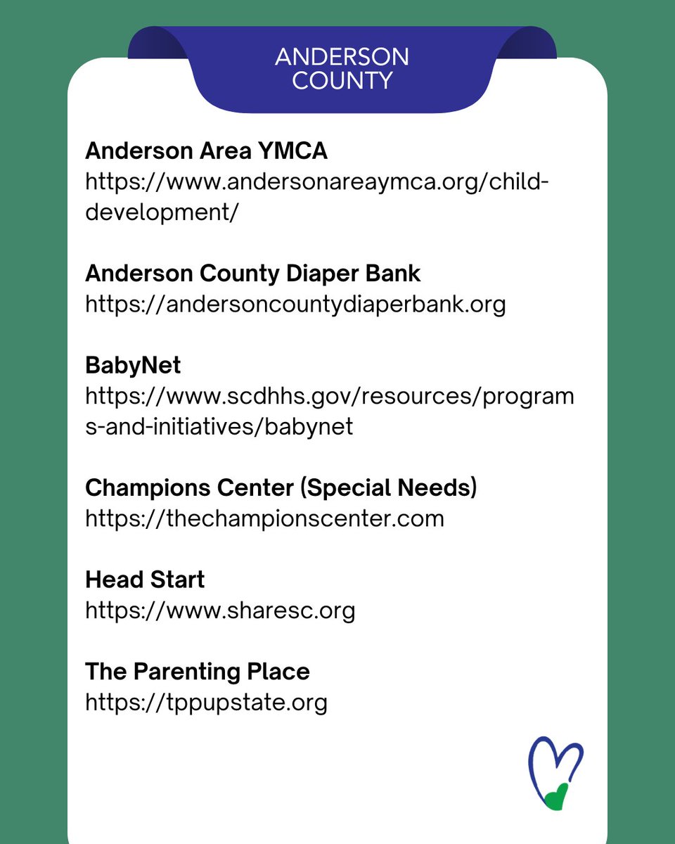 MAiN_babiesSC's tweet image. Check out these early childhood resources available in or around Anderson and Pickens counties, because every woman deserves a healthy pregnancy!

🔗 Visit mainbabies.org to learn more!

#PregnancyHealth #OpioidRecovery #EndAddictionStigma #MaternalCare #HealthyPregnancy