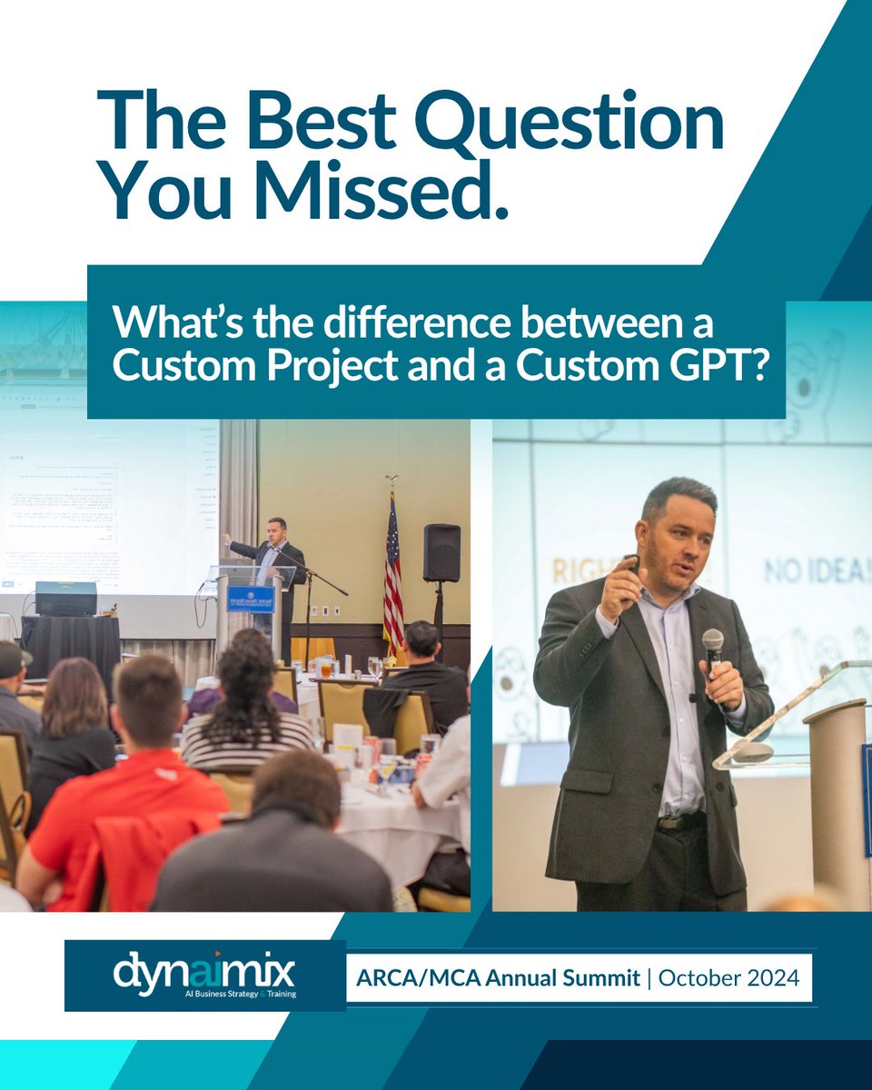 chris_carr's tweet image. Best question from ARCA/MCA Summit 👇
What’s the difference between a Custom Project and a Custom GPT?

ChatGPT is general-purpose.
A Custom GPT knows your data, your rules, and your language—like an in-house expert who never sleeps. 📷 #AIForContractors #AIInnovation