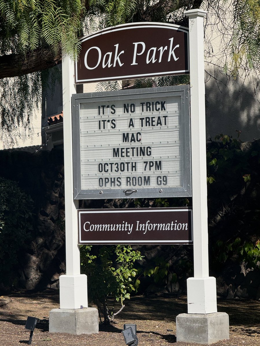 Oak Park - You’re invited to come on out to the next Municipal Advisory Council Meeting this Thursday at OPHS at 7 pm. It’s a great opportunity to have questioned answered and get involved.  supervisorgorell.venturacounty.gov/advisory-counc…