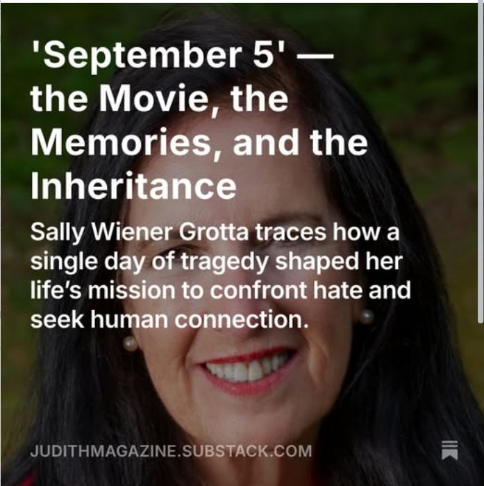 In Judith Mag: Sitting in the dark of the German Society of Phila, watching the movie Sept 5, I remember the day I learned how personal the hate in our world is. Please click through to read the essay and tell me what you think.
judithmagazine.substack.com/p/september-5-…