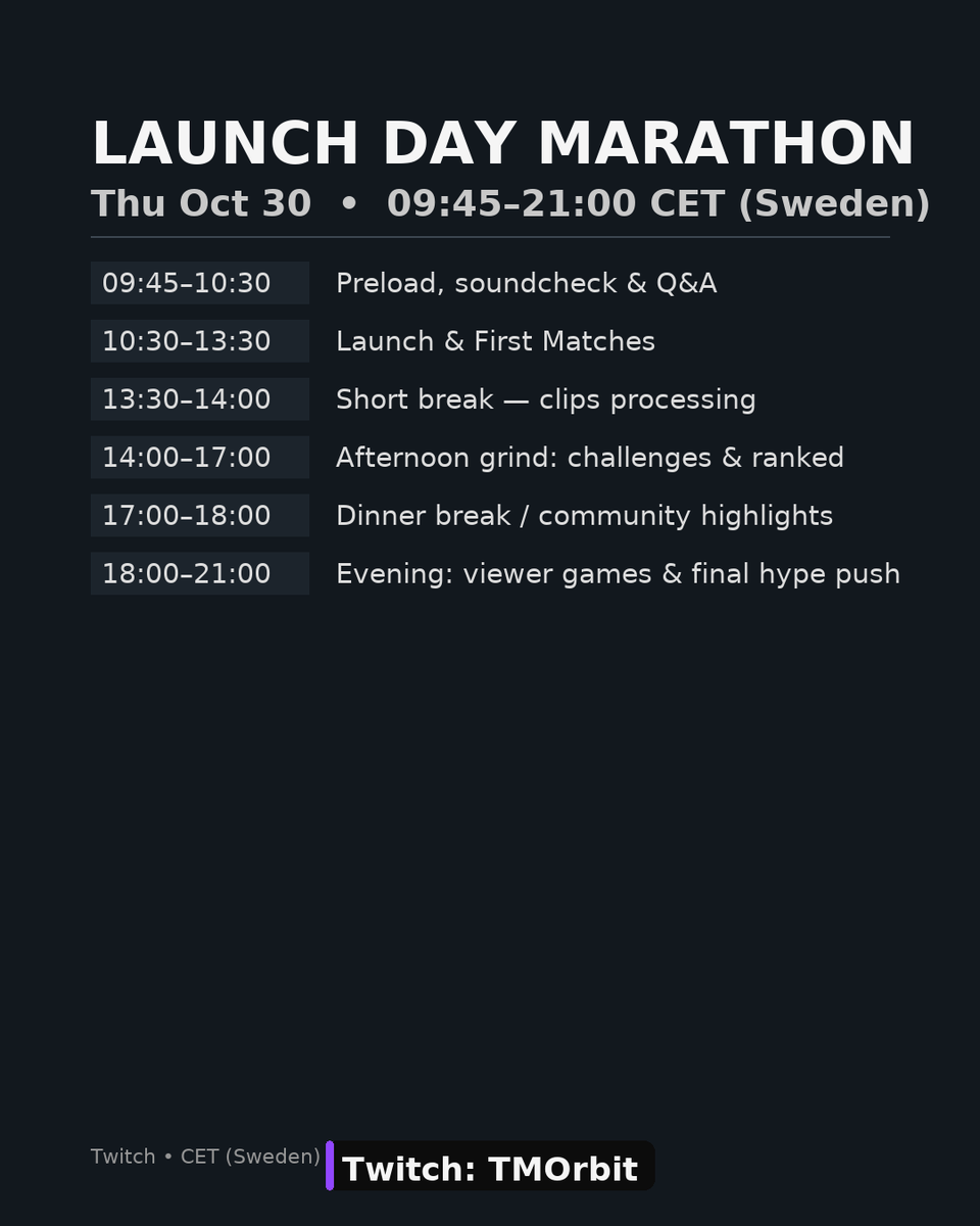 TMBOrbit's tweet image. My ARC Raiders Release day Schedule for twitch stream! 

twitch.tv/tmorbit

@ARCRaidersGame @EmbarkStudios @RoosterScrappy