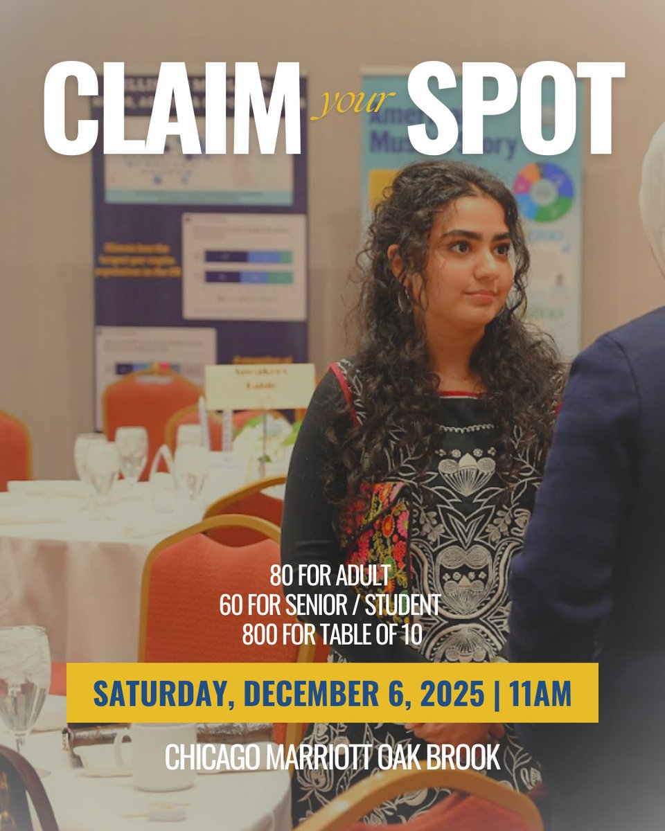 Muslim Civic Coalition (@mciviccoalition) on Twitter photo Less than 40 Days Until the State of the Coalition Brunch!
In these perilous times, showing up matters more than ever. This isn’t just another event-it’s a movement of people power, unity and purpose.
bit.ly/2025BrunchTick…
#StateOfTheCoalition #MuslimCivicCoalition #chicago Less than 40 Days Until the State of the Coalition Brunch!
In these perilous times, showing up matters more than ever. This isn’t just another event-it’s a movement of people power, unity and purpose.
bit.ly/2025BrunchTick…
#StateOfTheCoalition #MuslimCivicCoalition #chicago