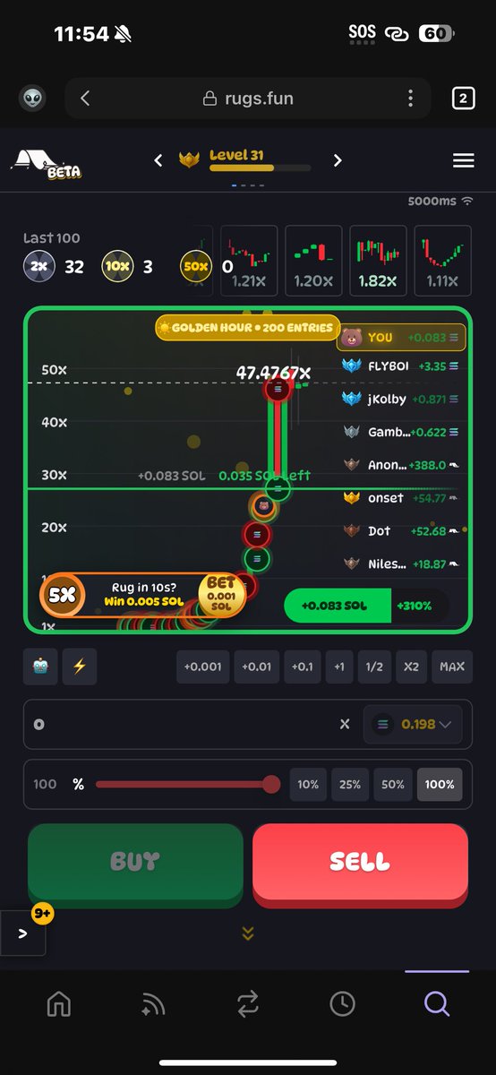 RahmerceC's tweet image. If you haven’t heard about @RugsDotFunX Solona Crypto Game you need to try it out use my code to get free solona!!! rugs.fun/?start=REF_CZF…