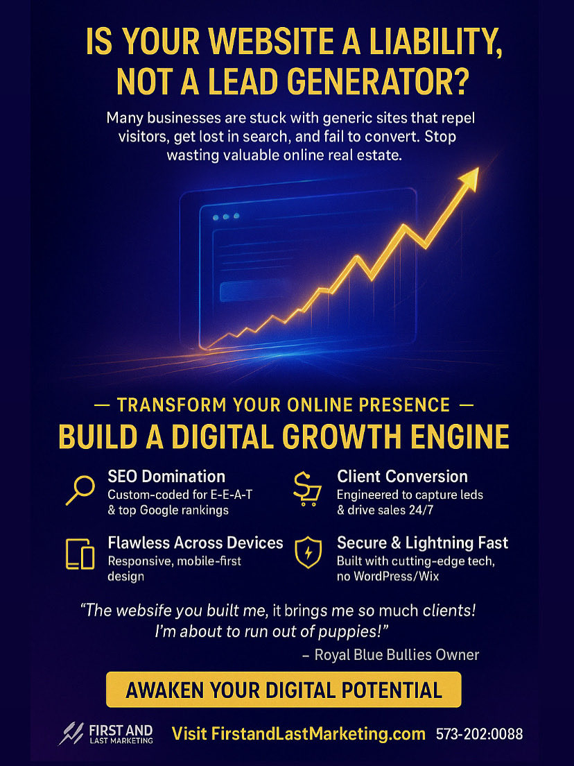 FirstAndLastM's tweet image. 🚀 STOP SETTLING FOR A WEBSITE LIABILITY.
Your site should rank, convert, and build authority — not slow you down.
We engineer with custom React/Vite to achieve speed, security, and Google E-E-A-T dominance.

💡 Transform your traffic. Transform your business. 
#WebDevelopment