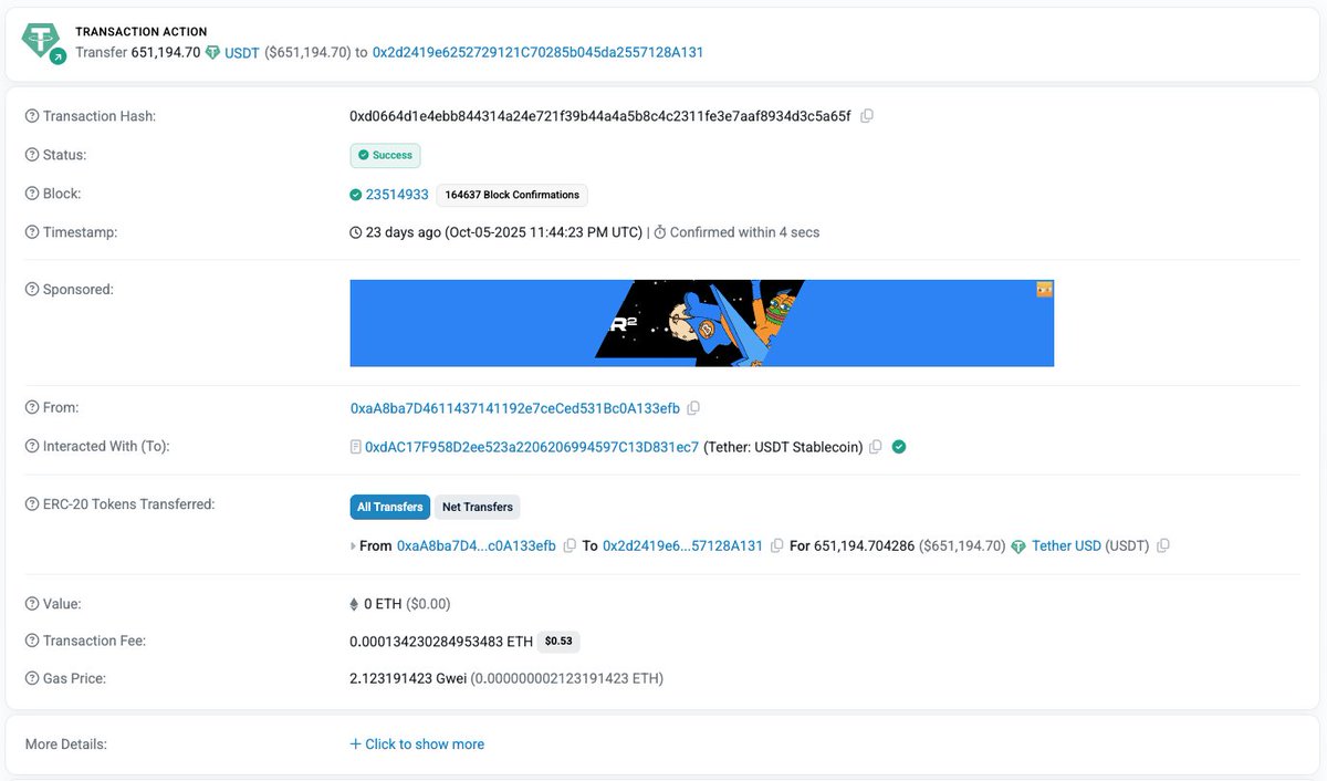 basedfhoul's tweet photo. This analysis is hilariously wrong. dubdubdub2 has received most of its funds from Kraken. An American based exchange. 

Please use a reputable blockchain analytics firm next time. 

dubdubdub2 received funds that were bridged from ethereum network from this address 0x8fbce0fcd7aa671b553d4090ffc9a66212af2221

0x8fb received $1m in 6 transactions from 9/16-10/16  from 0x2d2419e6252729121C70285b045da2557128A131 

interestingly enough 0x2d has $6.7m  of trump's $WLFI vesting. 0x2d has also received almost 90% of its funds from Kraken. 

Punch this tx hash into @etherscan 0xd0664d1e4ebb844314a24e721f39b44a4a5b8c4c2311fe3e7aaf8934d3c5a65f

Then google the sender in the above tx 0xaA8ba7D4611437141192e7ceCed531Bc0A133efb