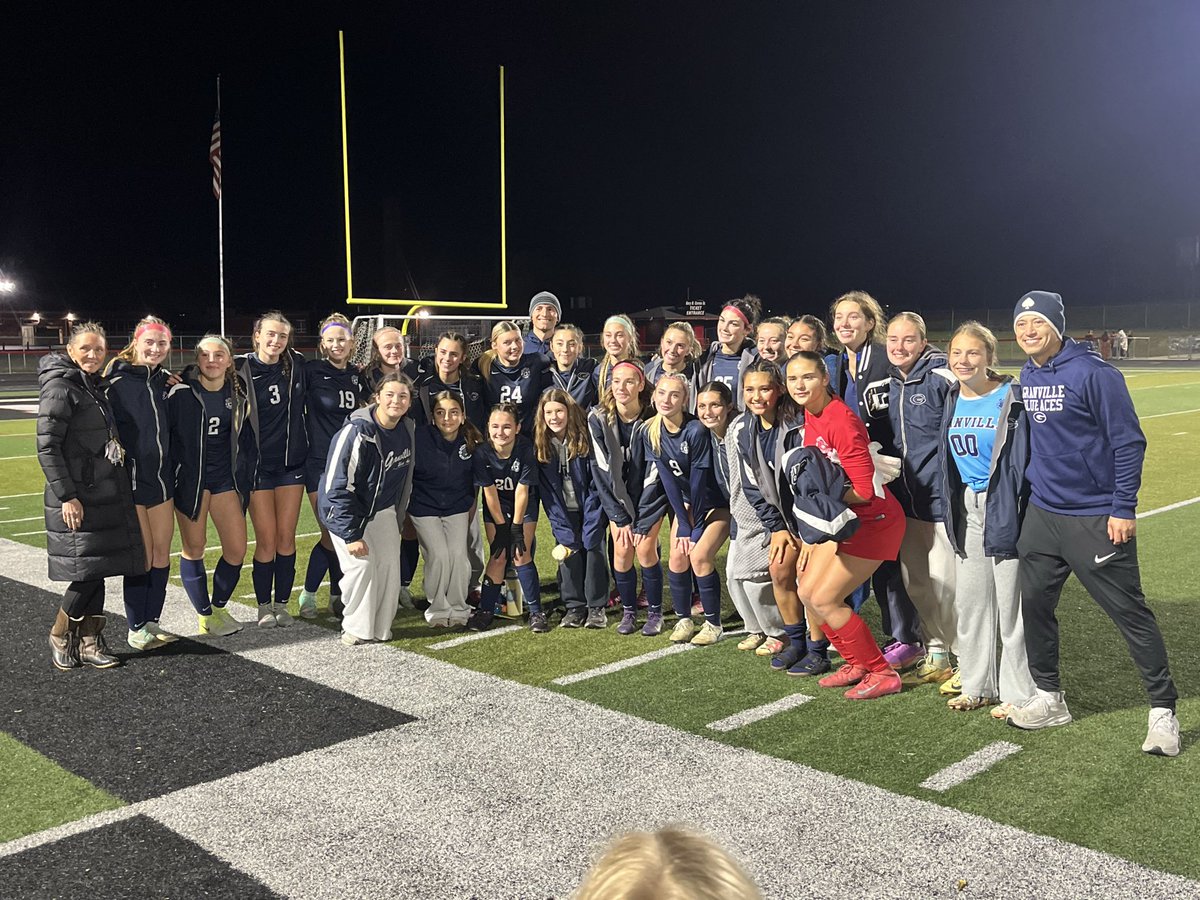 Granville girls soccer beats Elida 5-2 to advance to the Division III regional final. Blue Aces play either Lexington or Ontario at 6 pm Saturday likely back here at Marion Harding.