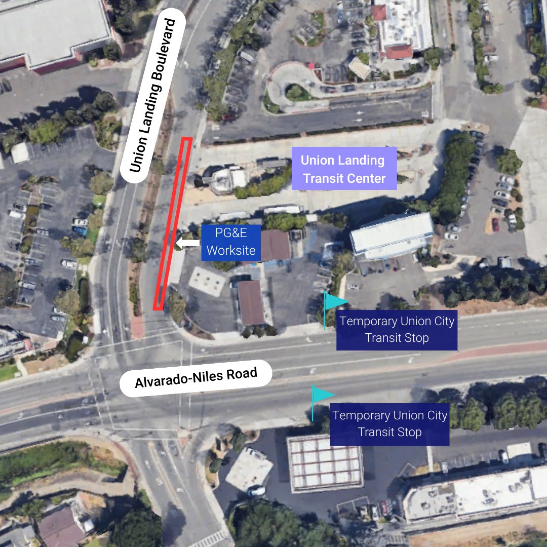 🚧 PG&amp;E will perform underground work on Union Landing Blvd Oct 30-Oct 31, 8AM–4PM. One lane will be open; Transit Center will be closed.

•UC Transit temp stops: Westbound at iFLY | Eastbound at Shell Station.
•Truck detour via Courthouse Dr.
•Plan extra travel time.