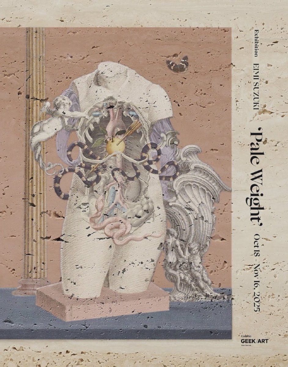 BunkaGakuenUniv's tweet image. 【卒業生】
デザイン・造形学科卒業生のスズキエイミさんによる個展「Pale Weight」が渋谷区神宮前のギャラリーで開催されます✨
►会期：2025年10月18日(土)〜11月16日(日)　※ 火・水は休館日
►時間：13:00～18:00
►場所：Galerie GEEK/ART (ギャラリー ギークアート)