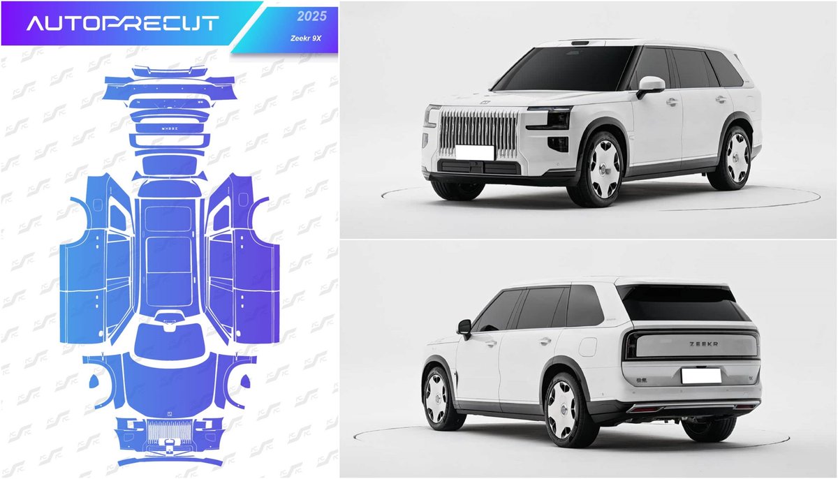 Isevenya's tweet image. New Vehicle Update!
Today's update: 2025 Zeekr 9X Exterior and Window has been added to the database.
Feel free to contact us at rachel@autocut-tech.com to get a free trial!
#ppf #AutoCut #AutoPrecut