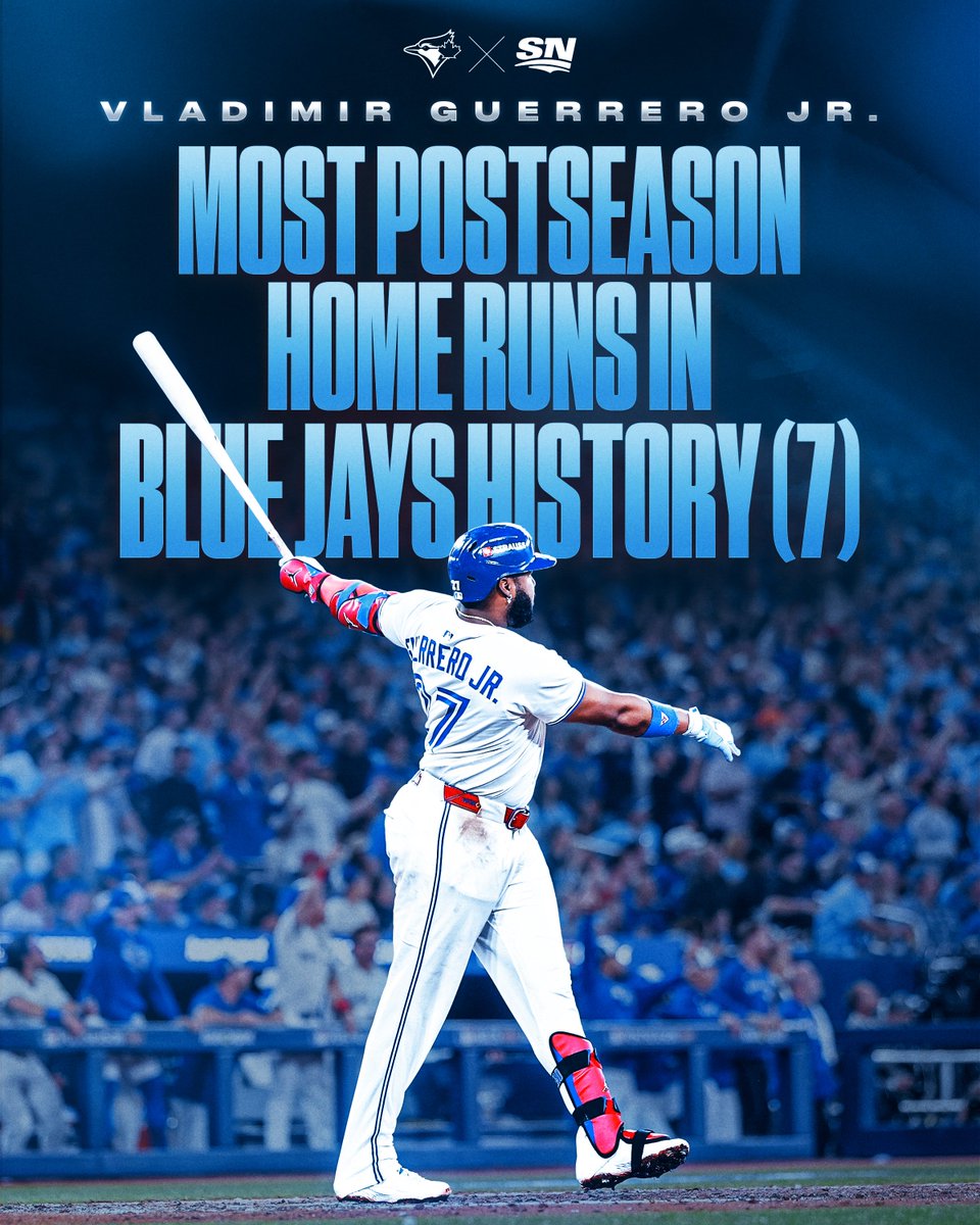 VLADDY OWNS OCTOBER 😤

Vladimir Guerrero Jr. now stands alone at the top with the most #Postseason home runs in Blue Jays history 👑