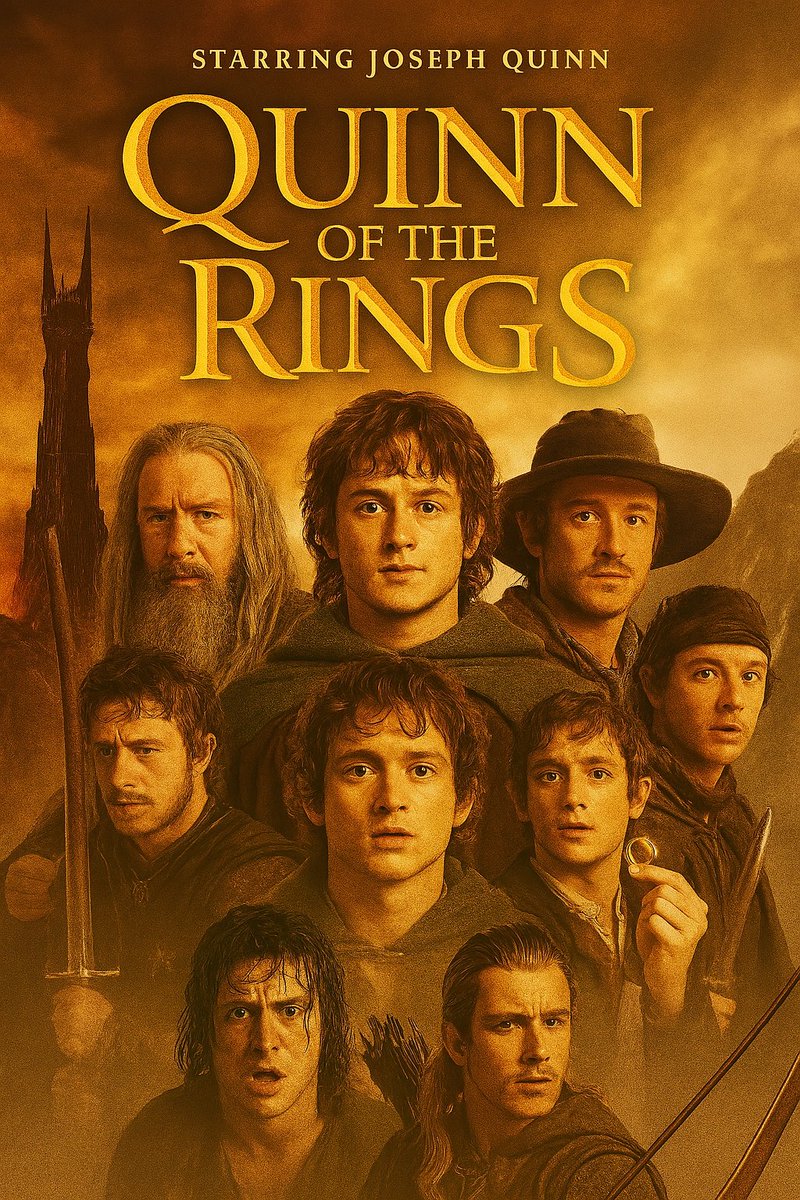 so all us joseph quinn fans know that his favourite movie franchise is lord of the rings well wouldn't it be cool if he did a one man movie where he played all the characters I created a poster on co- pilot   volunteering to play arwen xx