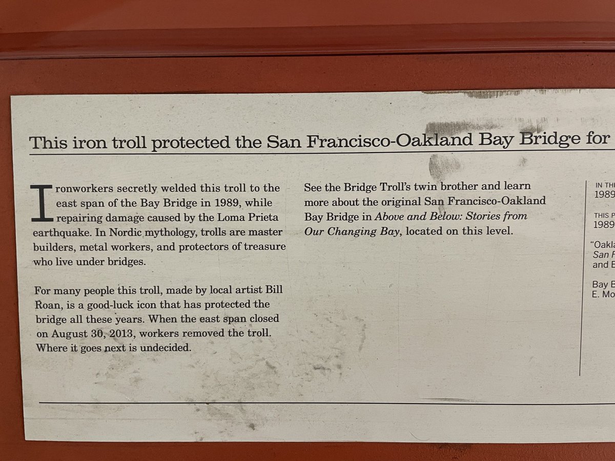 CaltransD4's tweet photo. 36 years ago, the Loma Prieta quake shook the Bay Area — and inspired a legend. That same year, artist Bill Roan’s secret Bay Bridge Troll became a symbol of protection + resilience.
 #BayBridgeTroll #BayAreaStrong #Oakland #sfobb #SanFrancisco #sfexaminer https://t.co/AM2MDtwIbG