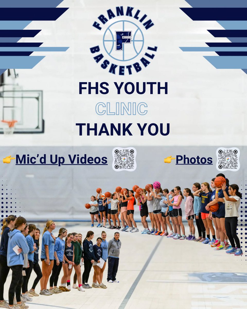 🏀Huge thanks to everyone who joined our FHS Girls Basketball Youth Clinic!
We had a blast working with the next generation of Franklin hoops stars💙

🎥 Check out the photos + mic’d up videos here:
👉photos.app.goo.gl/U9XPTLz6cRcAH6…
👉photos.app.goo.gl/shPUND1BdvXMTB…

#GoPanthers
