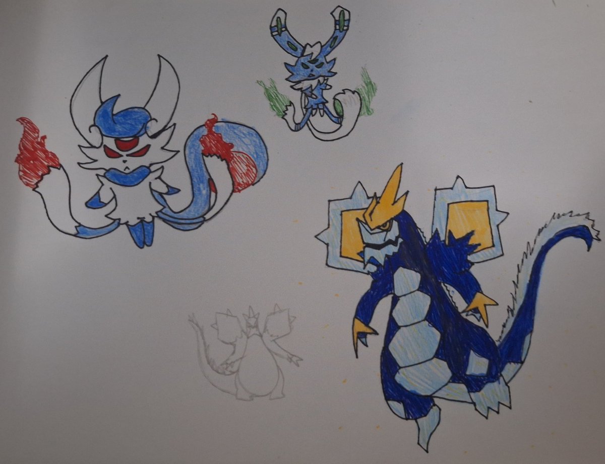 Mega Meowstic-
Ganha um olho extra na testa e nas orelhas, seus rabos crescem com uma ponta flamejante e seu cachecol vira um terceiro braço que segura uma bola de cristal

Mega Baxcalibur-
Space Godzilla
#PokemonLegendsZA