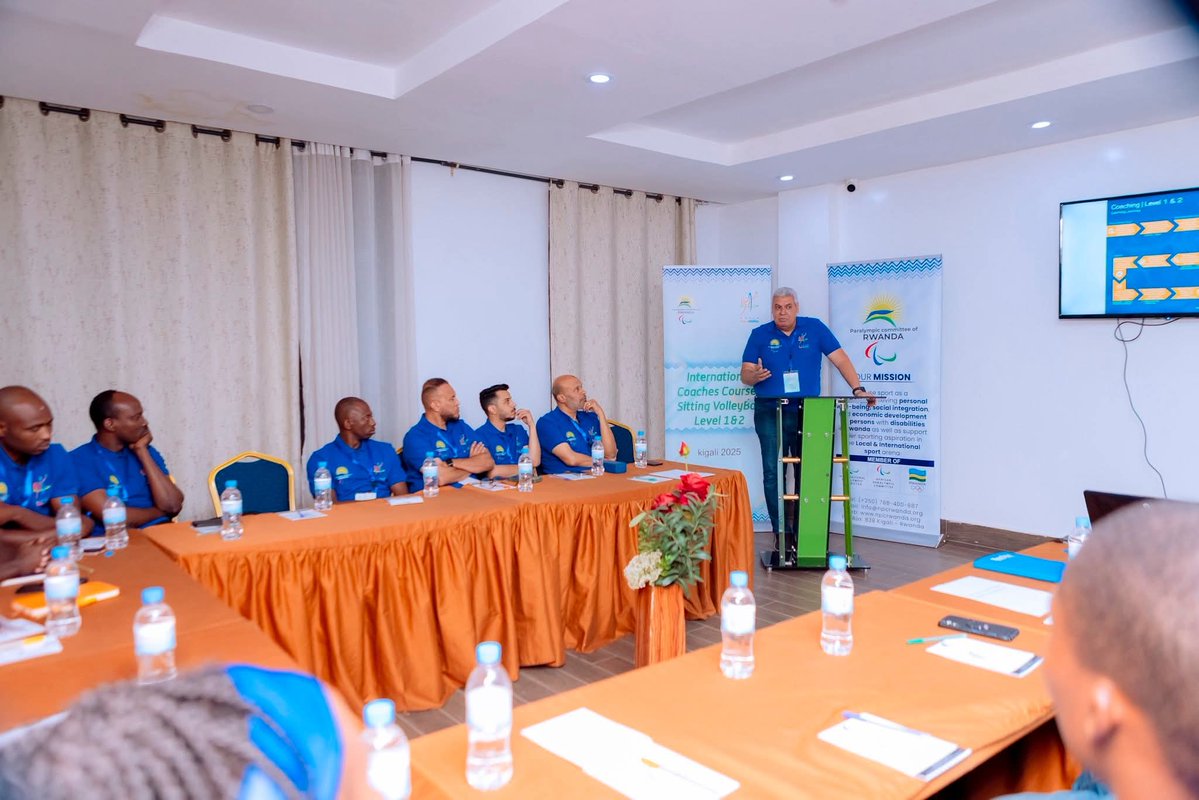ParaVolley's tweet photo. Coaches from 6 different countries have arrived in Rwanda for their Level 1 practical and have spent the first evening getting to know everyone, including their Coach Tutors, Dr. Mosaad Elaiuty (EGY) &amp; Nathan Pretorius (RSA)! 
#growthegame #paravolleypathway #sittingvolleyball https://t.co/H3Ns4UPVeg