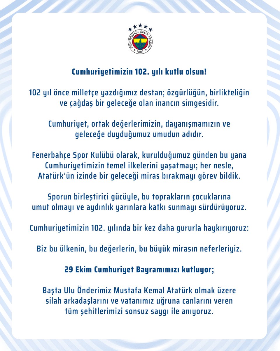 Cumhuriyetimizin 102. Yılı Kutlu Olsun! 🇹🇷
