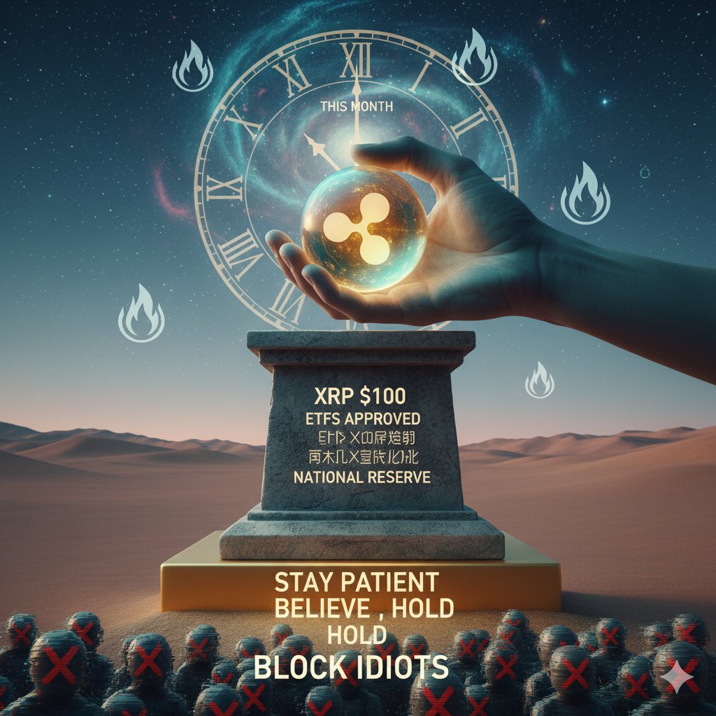 #XRP is going to hit $100 this month. 
#ETFs are coming any day now, guaranteed.
The US will use XRP as a national reserve.

I can’t take this anymore.
Stay patient and believe in what you hodl.
Block all the idiots.