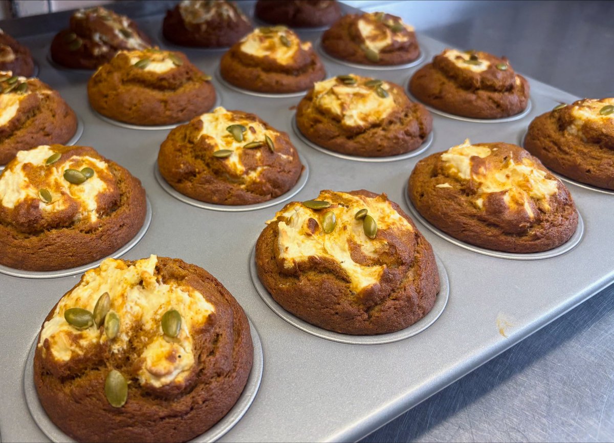 Fresh batch of Pumpkin Creamcheese Muffins right out of the oven to kick off Halloween week!   If you haven’t tried one yet, you’re missing out! 🎃 🍁 👻