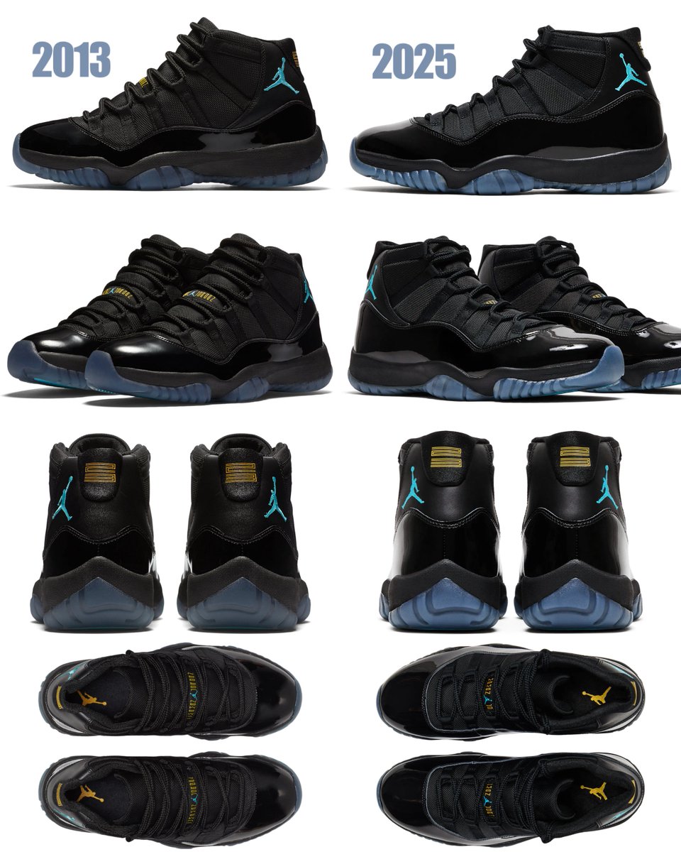zSneakerHeadz's tweet image. 2013 vs 2025 “Gamma” Air Jordan 11 comparison! 🖤🩵
Can you spot the differences⁉️🧐