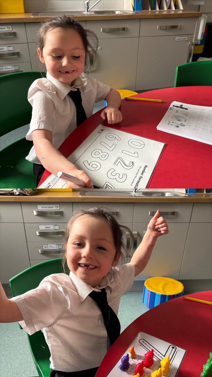 This girl has been working really hard on her number formation and recognition! Keep up the good work🌟