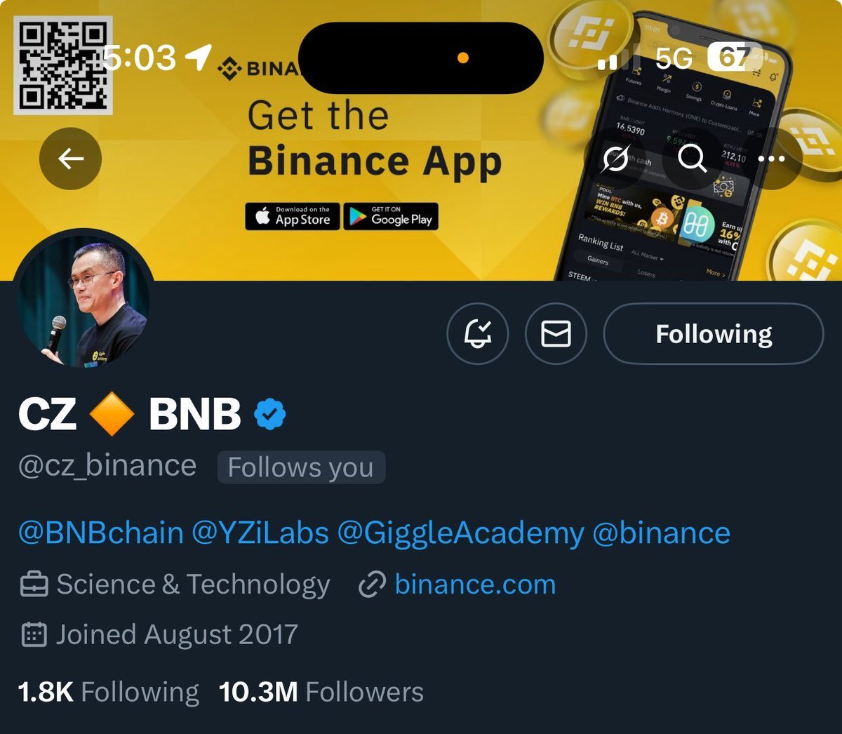 itzsankkabo's tweet image. CZ JUST FOLLOWED ME WTF  

f*ck it, giving $1,000 $BNB to 10 followers who like this post