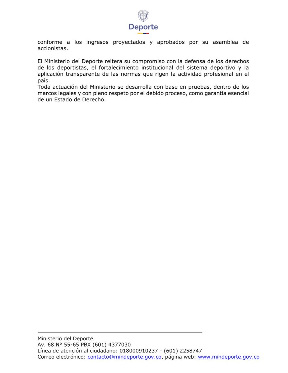 Comunicado oficial sobre el Club Deportivo Pereira F.C. S.A. y el proceso de seguimiento al fútbol profesional.