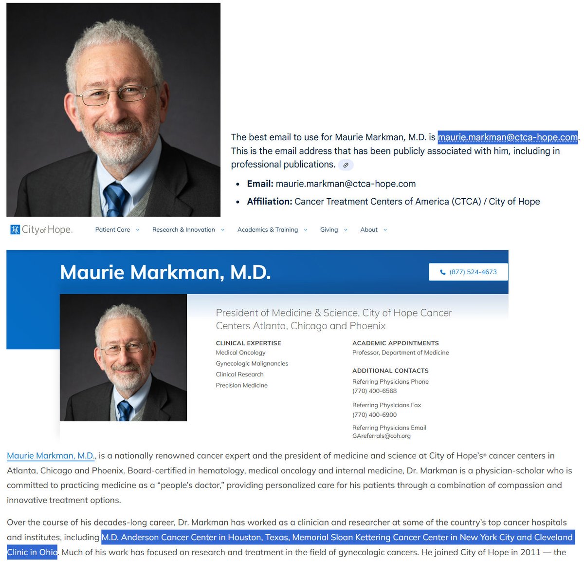 MakisMedicine's tweet photo. BREAKING NEWS: Our preliminary investigation has revealed who is threatening to "retract" our FENBENDAZOLE in Cancer Paper!

Oncologist Maurie Markman MD, President of City of Hope Cancer Centers is attempting to CENSOR and SABOTAGE our peer reviewed published work on Fenbendazole in Cancer, threatening to "retract" our paper on the basis of fraudulent allegations!

Can everyone help me find his Big Pharma funding & conflicts? He is still pushing COVID-19 mRNA Vaccine Boosters in 2025, and toxic HPV Vaccines

He is a pro Big Pharma, vaccine zealot.