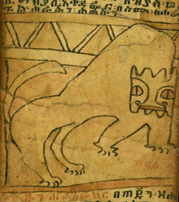 ArtEthiopic's tweet image. The lion demon that lures at the edge of your nightmares… 🦁

Ethiopia, 19th–20th c.   #lion #demon #scroll #magicalscroll #africanart