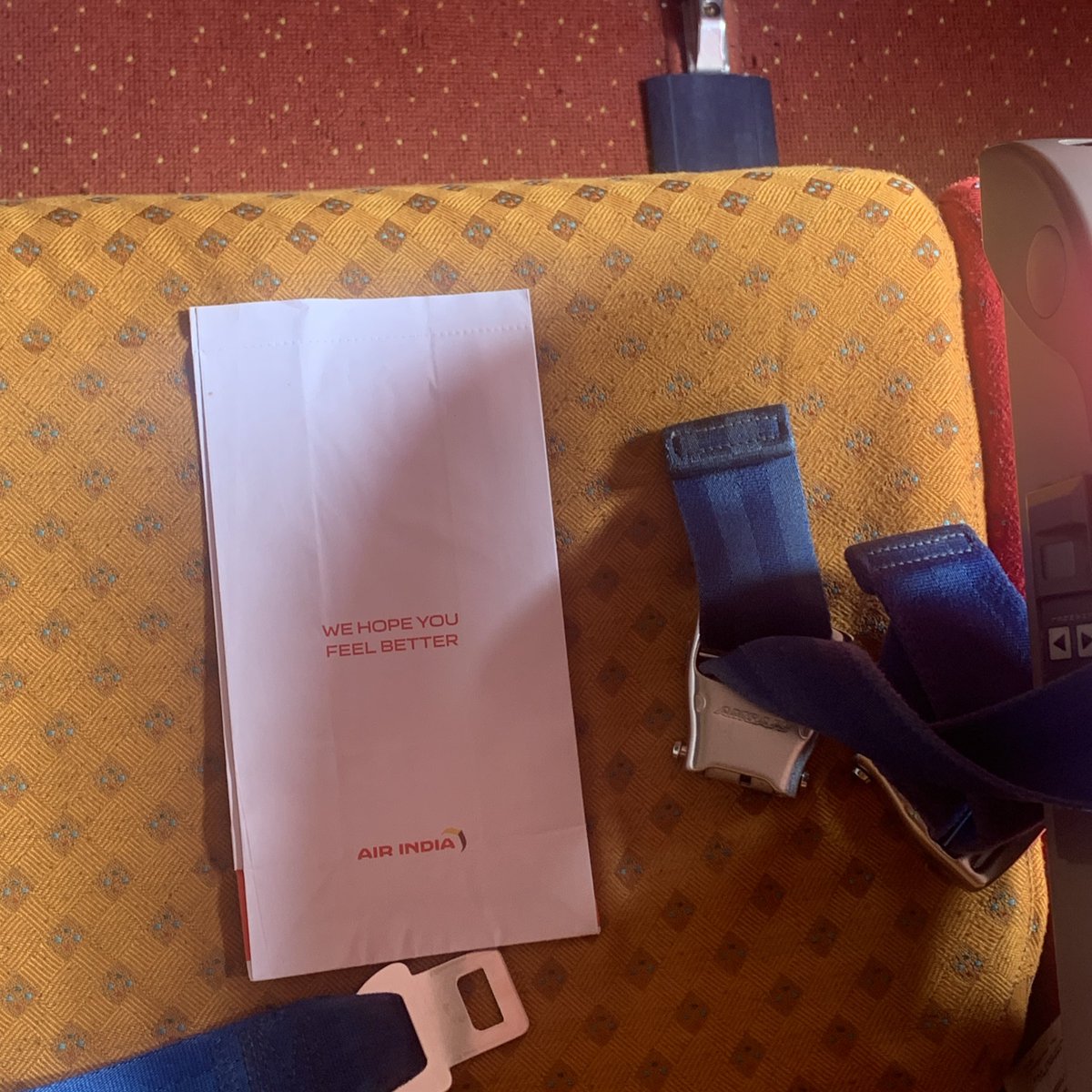 herb_ietaylor's tweet image. Air India sick bags featuring a #classytouch