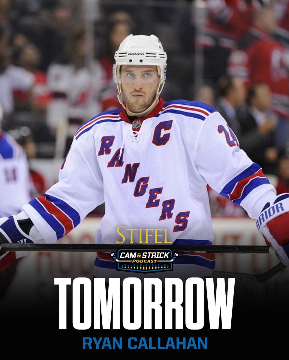 andystrickland's tweet photo. Tomorrow…Ryan Callahan joins the ⁦@CamandStrick⁩ #NYR #GoBolts https://t.co/VpB1MR8rRU