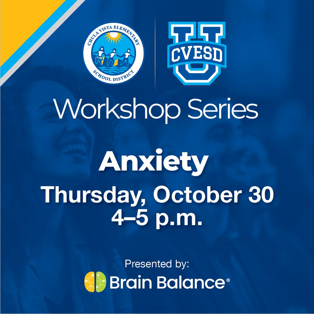 BrainBalanceSD's tweet image. 🆓In-Person Workshop: #Anxiety
Did you know that anxiety affects 1 in 3 people and is the most common mental health challenge in young people? This crucial #CVESD University workshop delves into the neurological roots of anxiety &amp;amp; practical tips. No RSVP req. DM for more info.