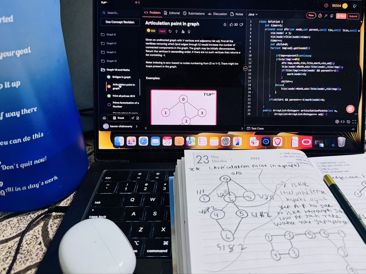 gvegeta944's tweet image. Solved two cool graph problems today! 🌉✨
•Bridges in a graph
•Articulation points
Feeling great after mastering these concepts! 💡💪
Hit the gym for back & arms day 🏋️♂️💥  
Busy debugging a priority issue at work, so a packed day! 🖥️🔧
#GraphTheory #CodingJourney…