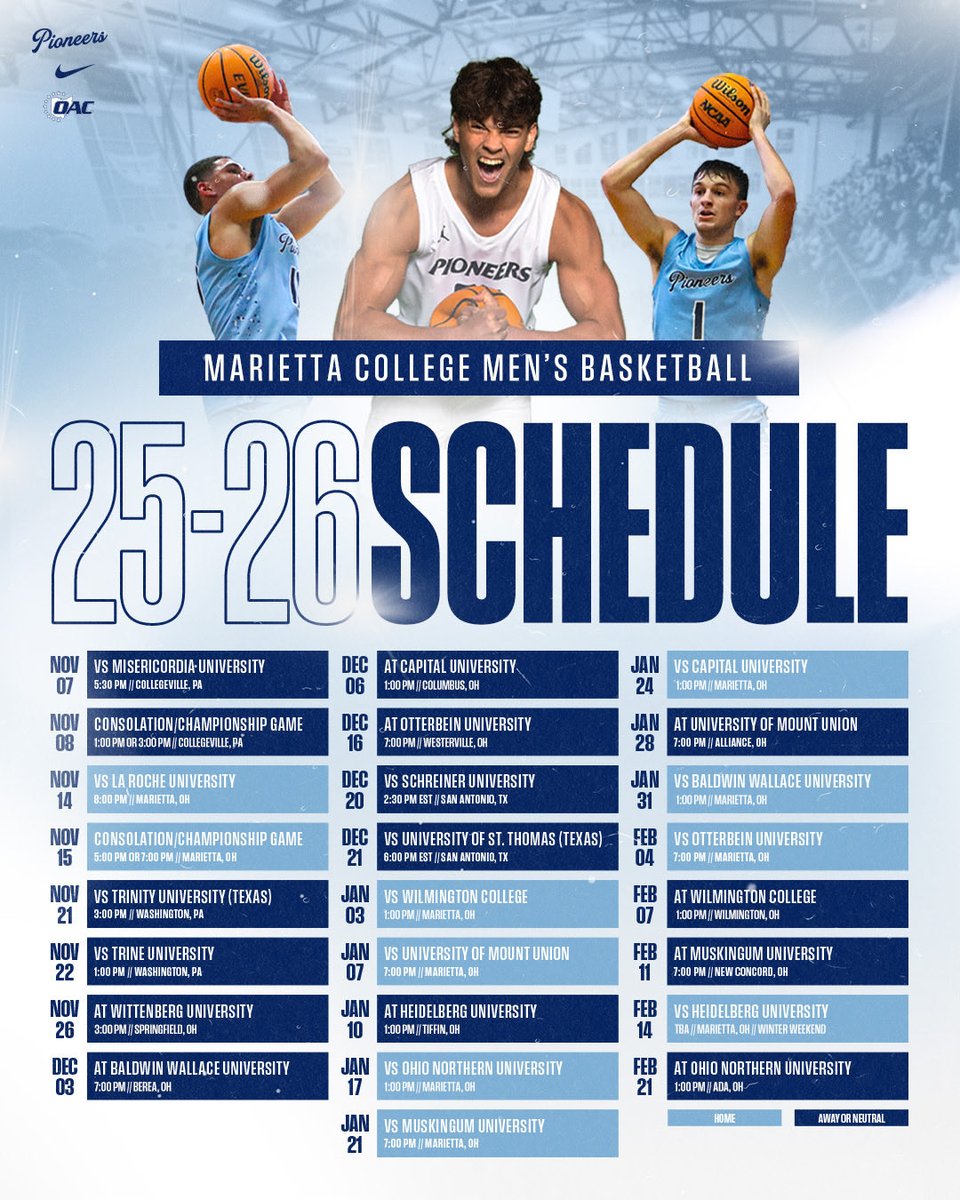 𝟮𝟱/𝟮𝟲 𝗦𝗖𝗛𝗘𝗗𝗨𝗟𝗘 𝗥𝗘𝗟𝗘𝗔𝗦𝗘🚨

Full details available on the Official Marietta College Website. 
#Pionation🏀